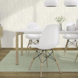 Wallpaper Rasch Deco Style retro lines whitegrey gloss 928341 - Image 3