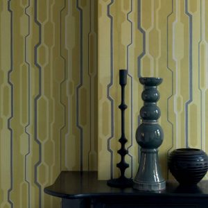 Alternative view of Wallpaper Rasch Textil retro graphic yellow gold gloss 228105
